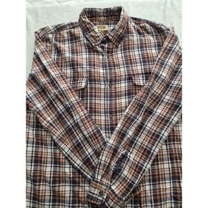 The Foundry Supply Co XLT Plaid Flannel Shirt Mens Big Tall Rust Navy Button Dow